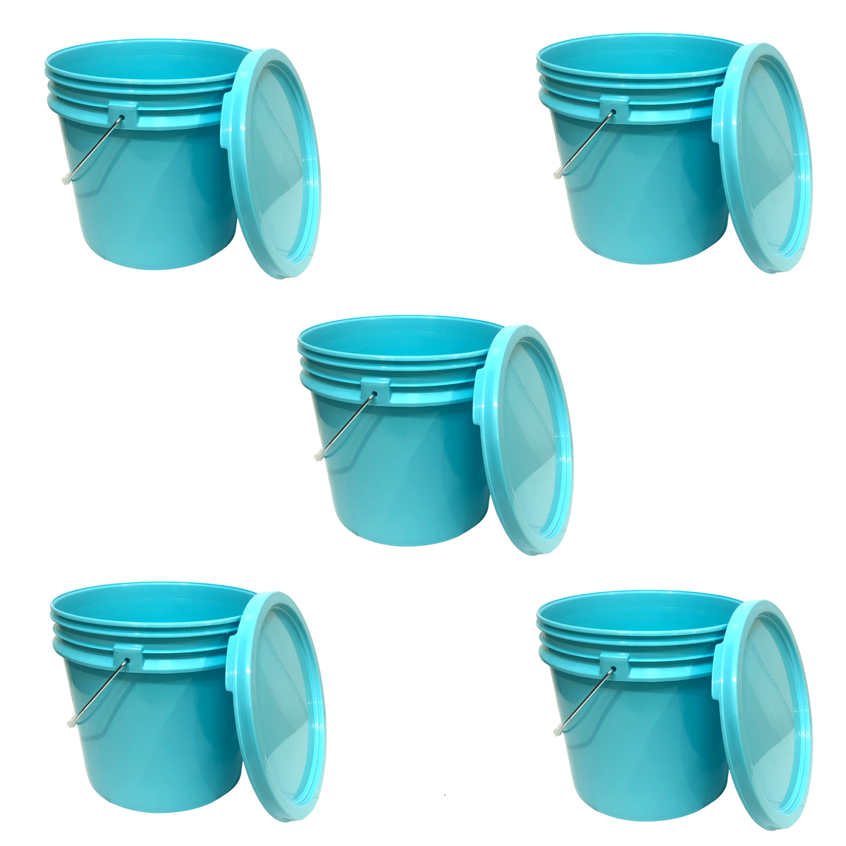 Outdoor 5 Gallon Bucket with Lid - Durable All Purpose Pail (Aqua, 1)